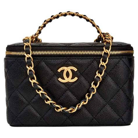 chanel black vanity bag|chanel vanity bag with handle.